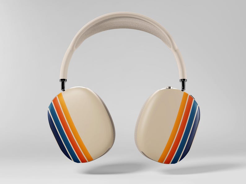 Retro Lines AirPod Max Cases Cute Vintage Aesthetic Headphone Covers Trendy Retro Sunset Stripes Design Cute Christmas Gift For Her Option 5 - Matte