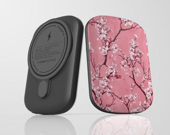 Powerbank Cherry Blossom MagSafe 5000 mAh, przenośna ładowarka bezprzewodowa, kwiatowy akumulator do iPhone'a, USB-C, prezent dla niej