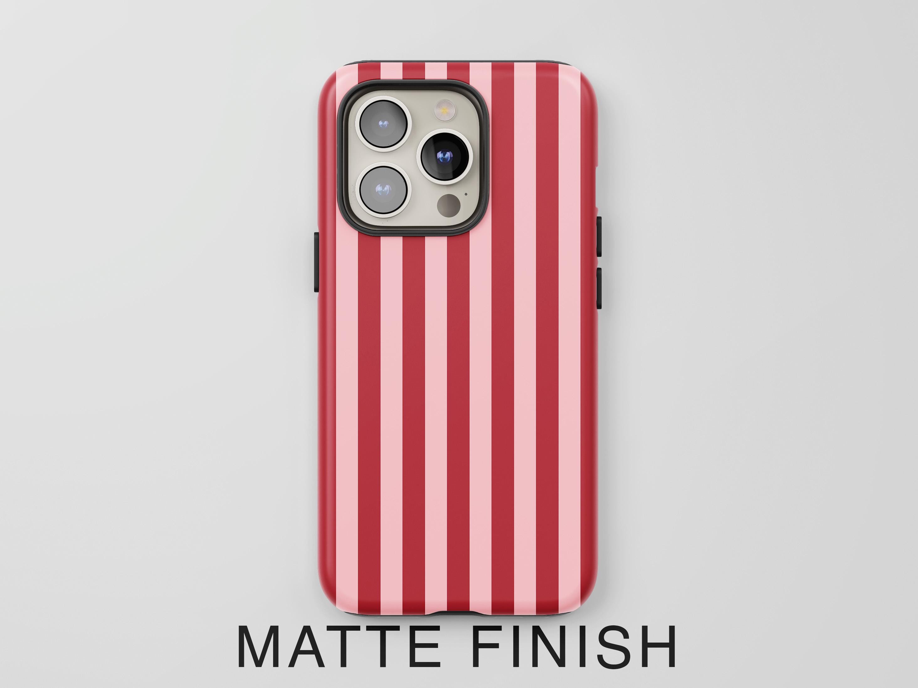 Vertical Pink & Red Striped Phone Case, Retro Aesthetic, iPhone 17