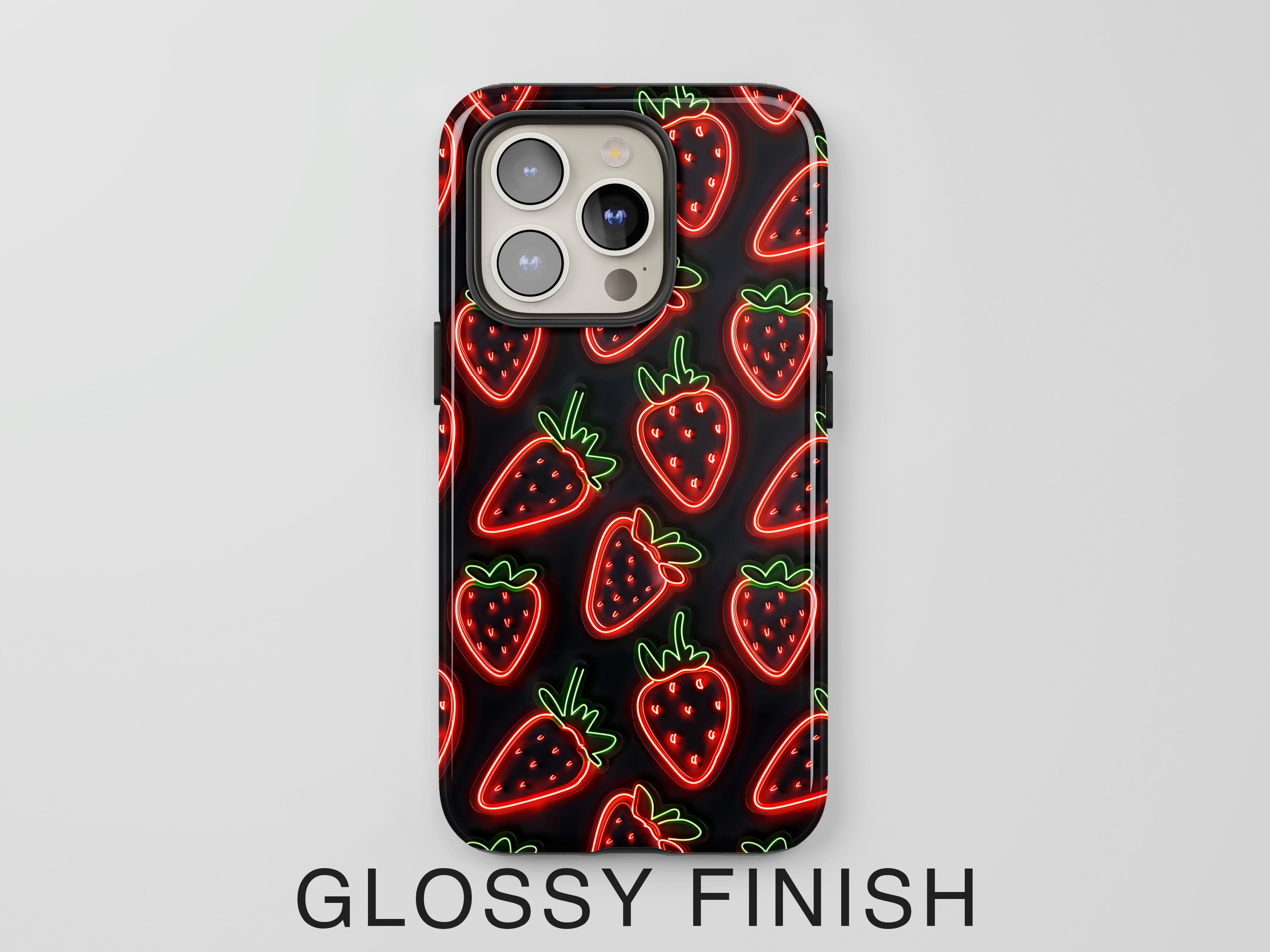 Neon Strawberry Print Phone Case for iPhone + Magsafe, Pixel & - Etsy