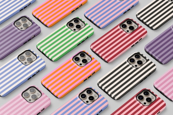 Custom Color Striped Phone Case, Retro Aesthetic, iPhone 17 16 15 14 13 12 11 Pro Max MagSafe Case, Pixel 9 8 7 6 S25 S24 S23 S22
