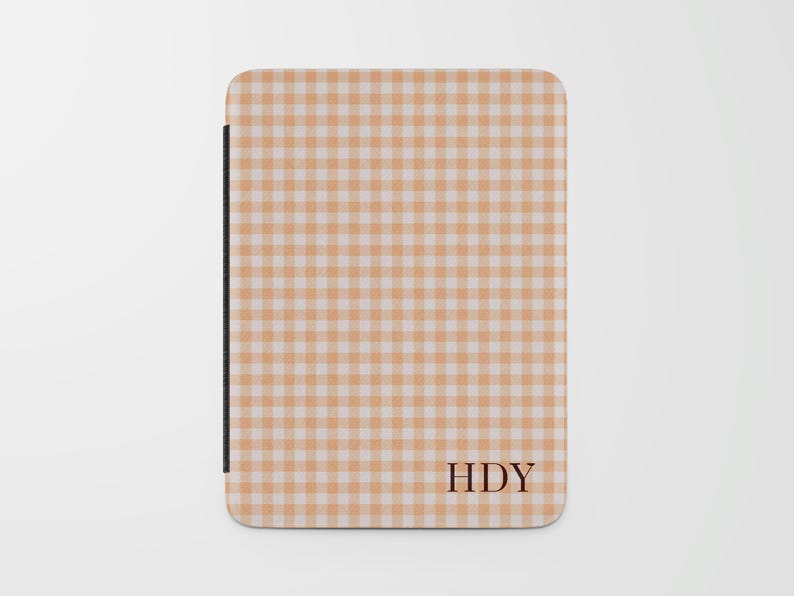 Personalized Blue Gingham Kindle Case: Custom Monogram, Trendy Cover Kindle Paperwhite 7" Signature Edition Colorsoft Signature Edition Orange