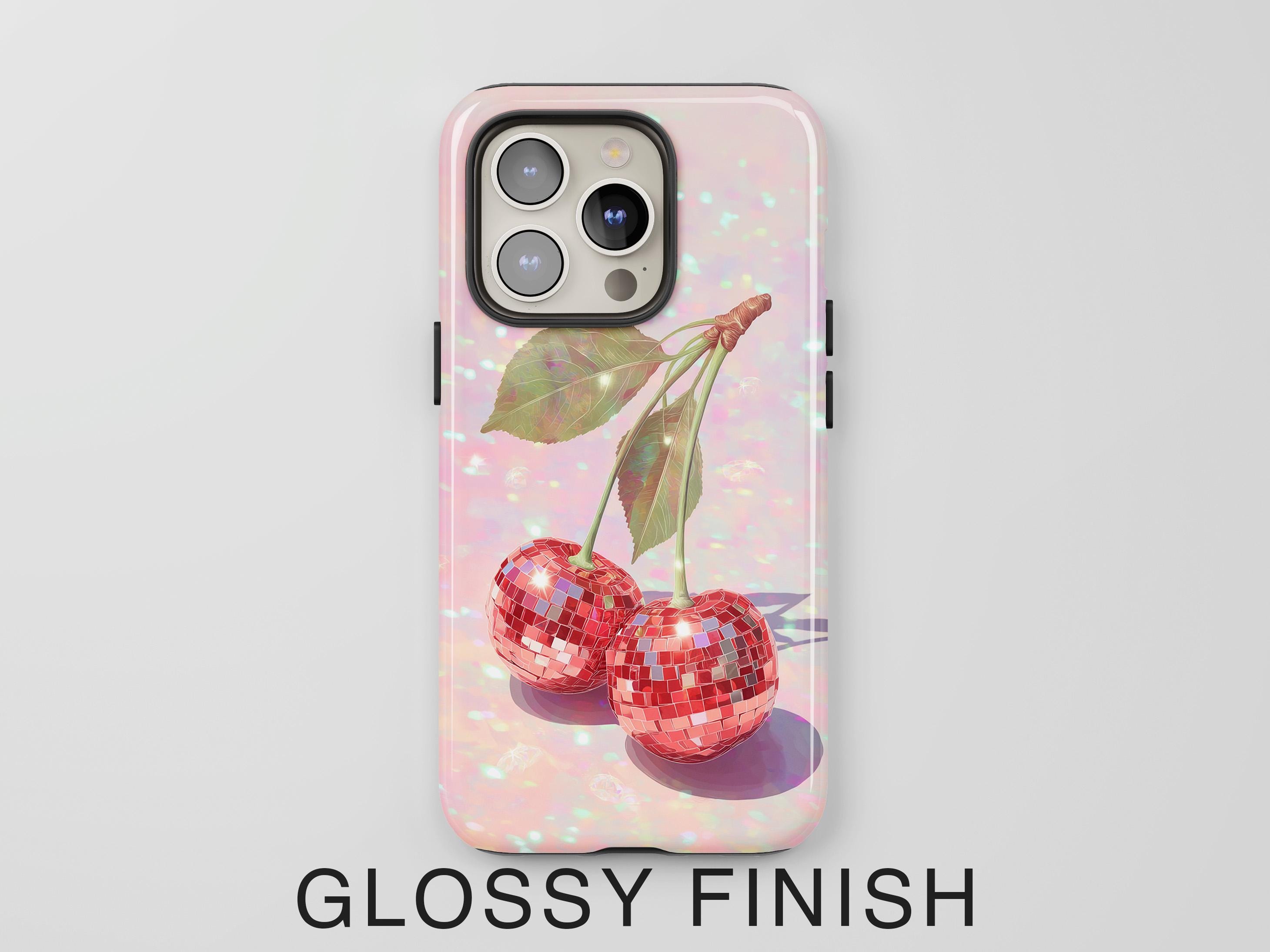Lindsey Kay Collective IPhone 14 Pro Max Case - Pink Disco Ball Cherries Fruits Design - Slim Fit, Wireless Charging Compatible, Glossy Finish