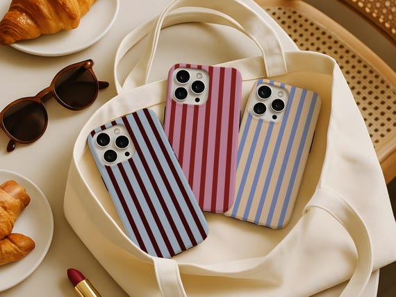 Custom Color Striped Phone Case: Retro Lines, Trendy Aesthetic Cute Gift Idea for iPhone 17 16 15 14 MagSafe, Pixel 10 9 8, S25 S24