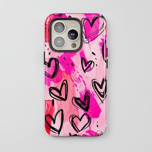 Pink Hearts Valentine Love Phone Case | iPhone 15 14 13 12 11 Pro Max | Galaxy S24 S23 S22 S21 Ultra | Pixel 6 7 8 Pro | Cute Gift for Girl