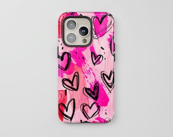 Pink Hearts Valentine Love Phone Case | iPhone 15 14 13 12 11 Pro Max | S24 S23 S22 S21 Ultra | Pixel 6 7 8 Pro | Cute Gift for Girl