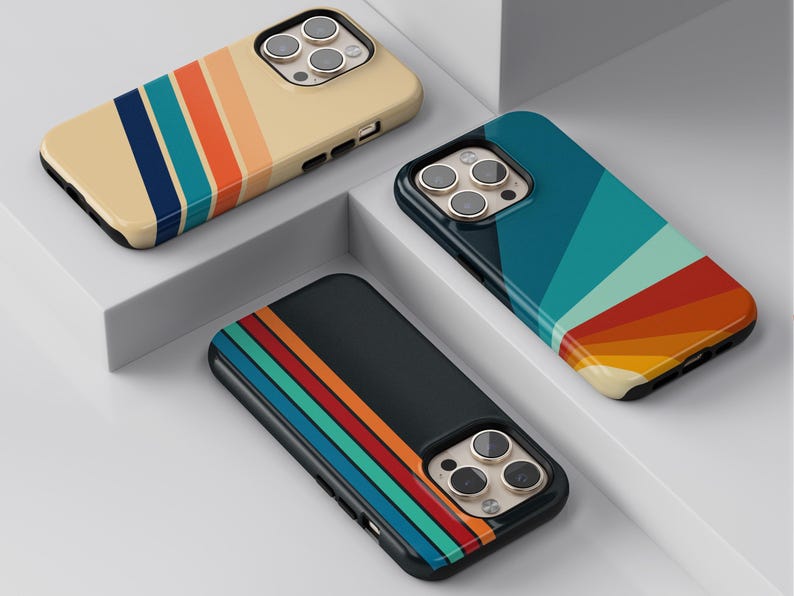 Retro Stripes Phone Case Vintage Aesthetic Cover for iPhone 17 16 Pro Max MagSafe, 15 Plus, 14, 13 12, 11, XS & S25, S24, Pixel 9, 8 image 5