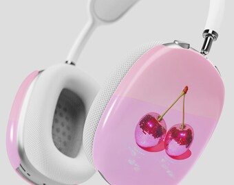Funda para AirPod Max con diseño de bola de discoteca cereza: Funda rosa para auriculares de estilo femenino.