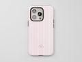 Pink Striped Phone Case: Custom Monogram, Trendy Preppy Cover iPhone 17 MagSafe Pixel product logo
