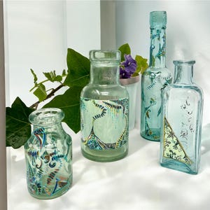 Hand painted, recycled vintage bud vases