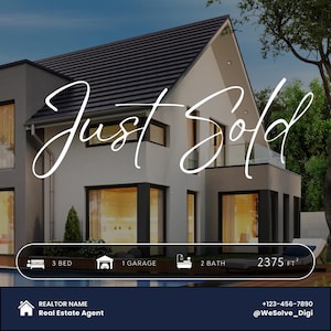 Real Estate Social Media Templates | Instagram & Facebook Canva Templates | Just Sold, Open House, New Listing Designs