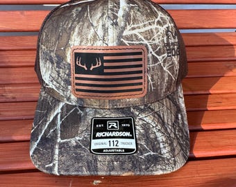 Antler Flag - Richardson 112 Camo Hat - SnapBack - Deer Hunter Gift Hat