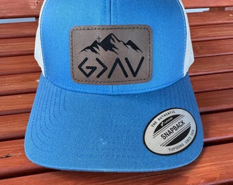 God is Greater Mountain Patch Trucker Hat - Christian Faith Snapback