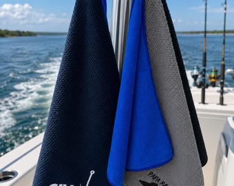 Personalized / Custom Fishing Towel - Microfiber fishing towel with clip -  Gift for Dad - Gift for Papa