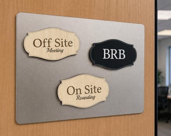 Office door Magnetic Signs - On Site - Off Site - BRB - Status Magnets for office door- Personalize