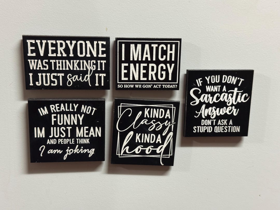 Sarcastic Work Magnets - Set of Five- Funny Magnet Sets - Gifts for Co ...