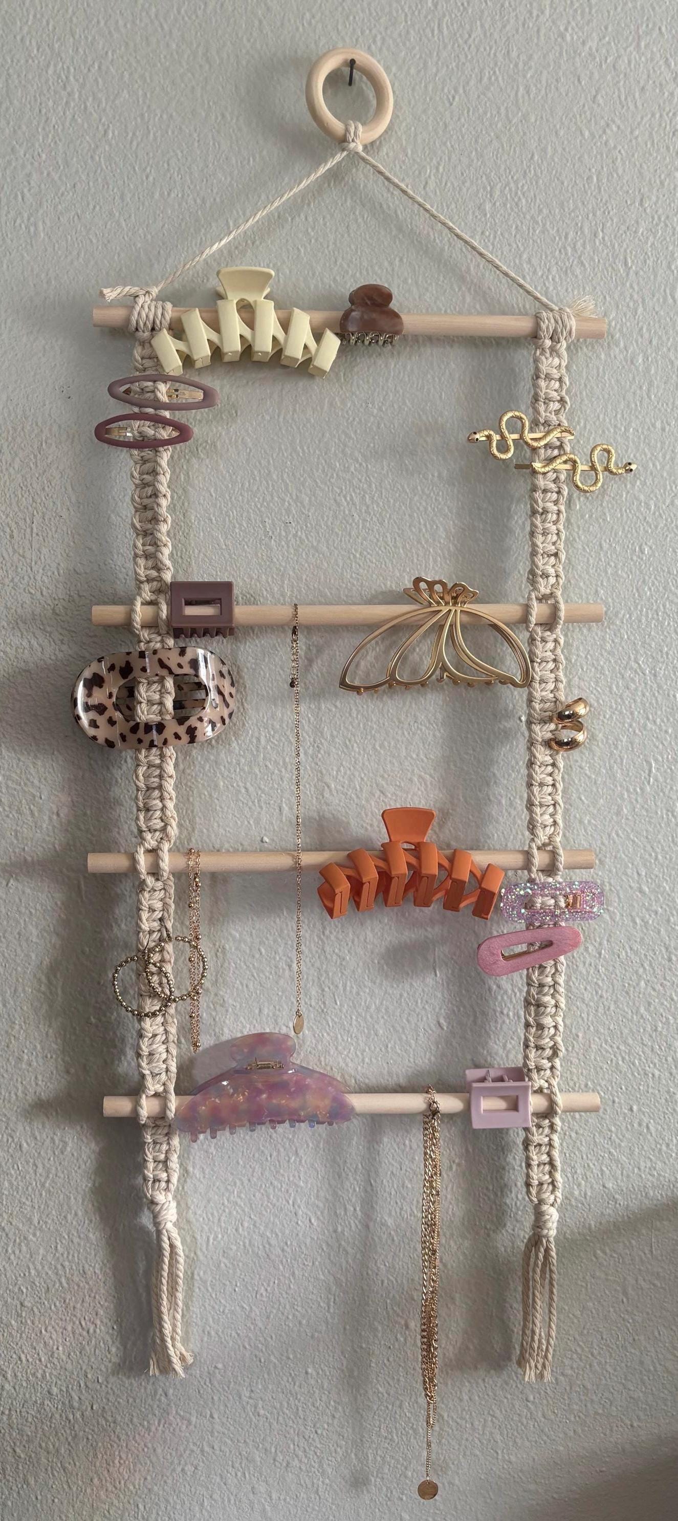 Ureymx Fermaglio per capelli in macramè, da appendere, per donne e ragazze, accessorio per capelli bohémien, decorazione da parete, adatto per casa, porta, armadio, camera da letto