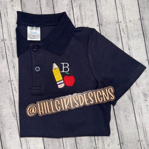 Back to School embroidered polo shirt with initials | embroidered polo | monogrammed polo shirt | boys back to school polo