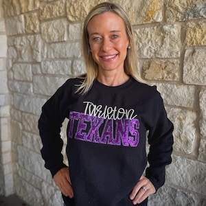 Sequin Tarleton Texans Embroidered Sweatshirt | Game Day Apparel