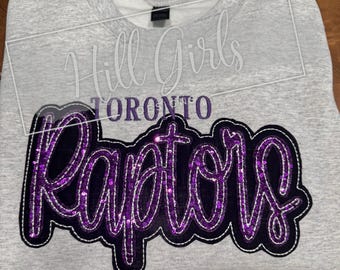 Sudadera del equipo Raptors / Aplique bordado con lentejuelas brillantes / Sudadera con lentejuelas / Camiseta del día del partido de los Raptors