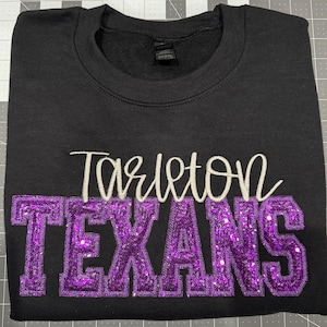 Sequin Tarleton Texans Embroidered Sweatshirt | Game Day Apparel