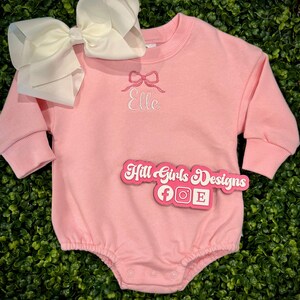 Sweatshirt bubble for baby girl | embroidered name | embroidered bow | baby bubble