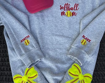 Softball Mom Sweatshirt with Sparkly Side Bows | Game Day Apparel