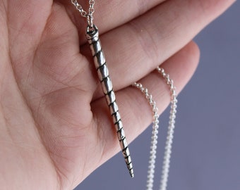 Unicorn Horn Necklace in Sterling Silver