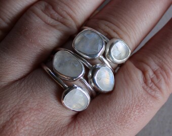 Rainbow Moonstone Sterling Silver Ring | Rosecut Rainbow Moonstone Sterling Silver Ring