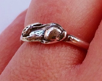 Rabbit Sculpted Sterling Silver Ring