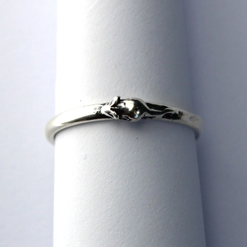 Tiny Mouse Sterling Silver Stackable Ring in Sterling Silver image 8