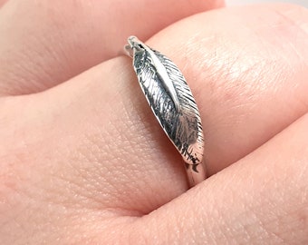 Feather Sterling Silver Ring Hand-sculpted