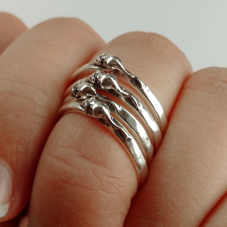 Tiny Mouse Sterling Silver Stackable Ring in Sterling Silver image 7