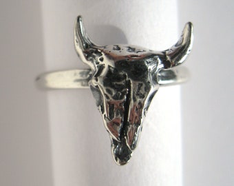 Bison Skull Ring Sterling Silver