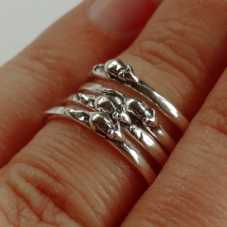 Tiny Mouse Sterling Silver Stackable Ring in Sterling Silver image 5