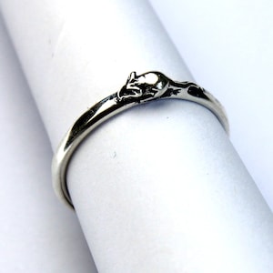 Tiny Mouse Sterling Silver Stackable Ring in Sterling Silver image 2