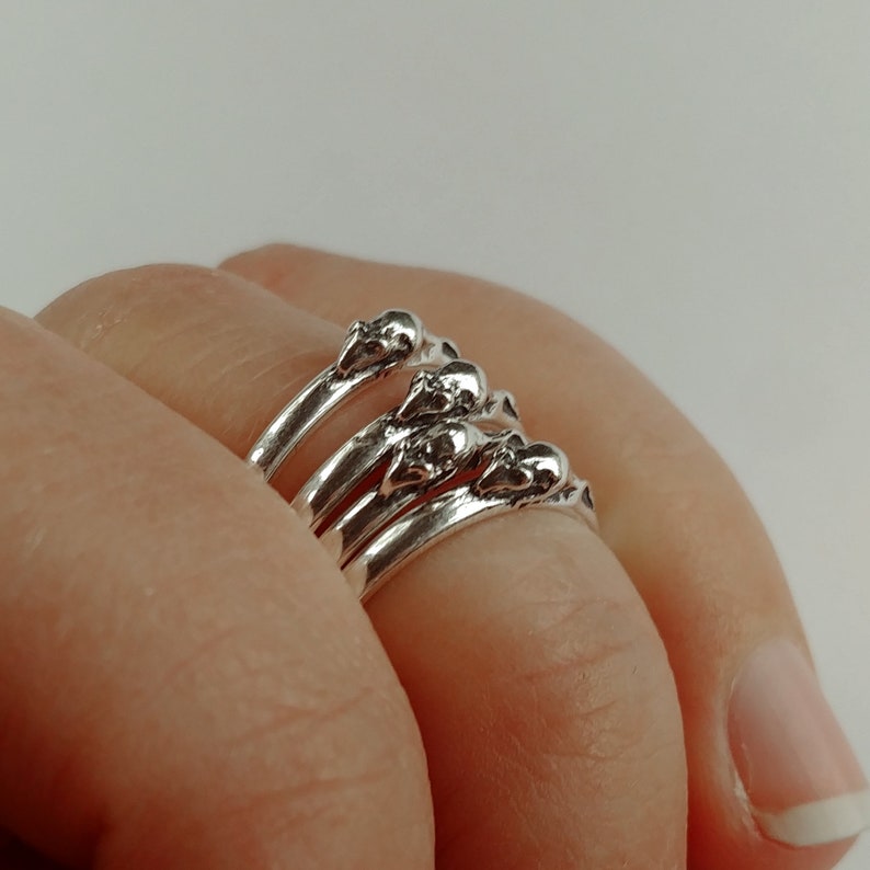 Tiny Mouse Sterling Silver Stackable Ring in Sterling Silver image 6