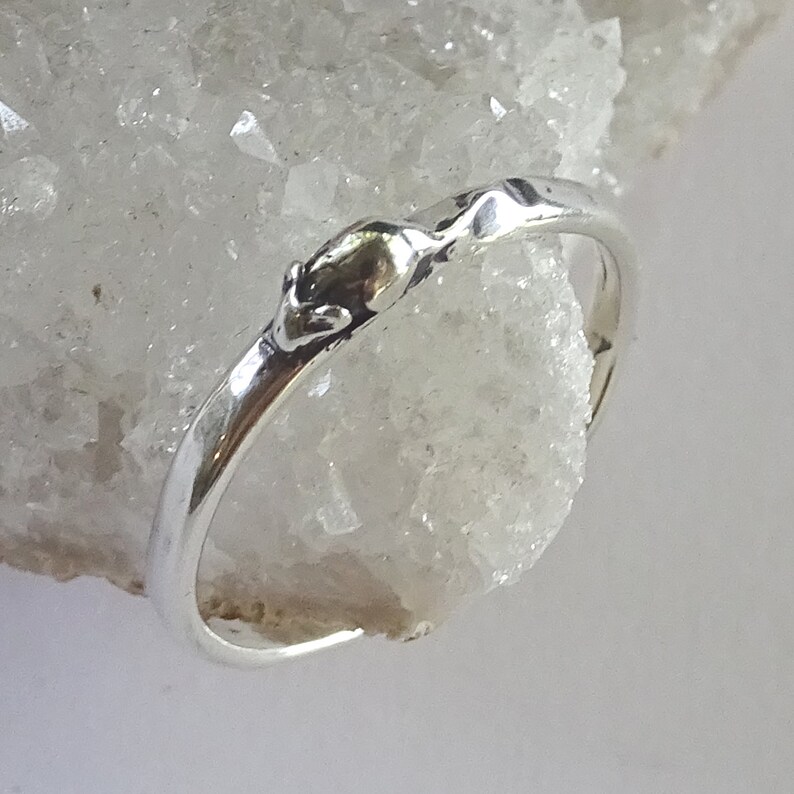 Tiny Mouse Sterling Silver Stackable Ring in Sterling Silver