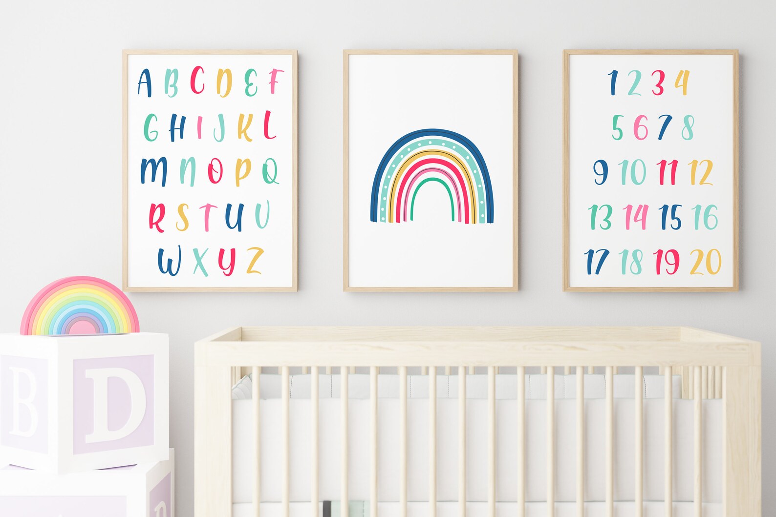 Set of 3 Rainbow Alphabet Numbers and Rainbow Learning 1 - Etsy