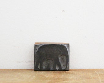 vintage Simple Elephant Silhouette Letterpress Letter Press Printers Block Stamp