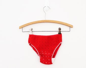 vintage 60's Super Low Red Hip Hugger Ladies Athletic Style Panties