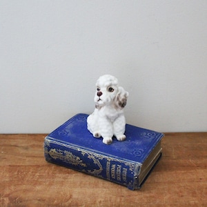 vintage 50s Sweet Ceramic White Poodle Cocker Spaniel Dog Figure Figurine // Possibly Lefton A692