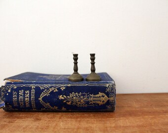 vintage 70s Pair of Miniature Brass Candlesticks Candle Sticks Accents Doll House Furniture