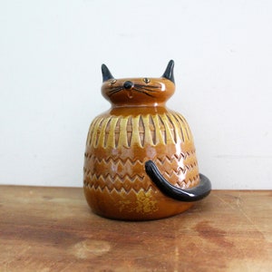 ON HOLD vintage 50s Made in Italy Bitossi Cat Bank by Aldo Londi Cat Pottery Figurine  // Mid Century Modern Room Decor
