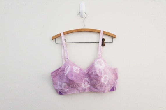 Vintage 70s Vanity Fair Circle Bullet Bra Upcycled Hand Dyed Lovely Lilac  Tie Dye Festival Hippie Bra Top 40 C 