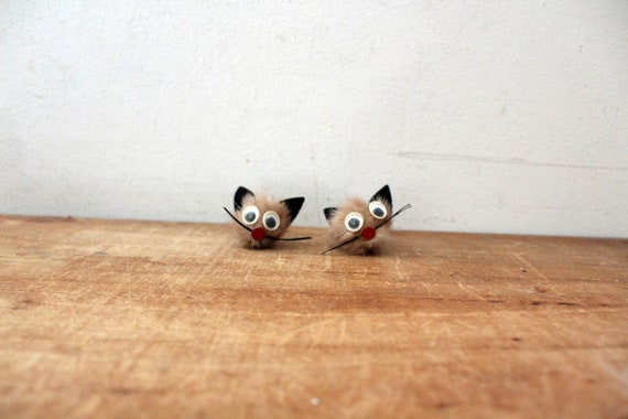 vintage 50s Mink Fur Kitty Cat Cuff Links - image 4