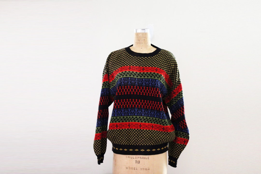 Vintage 90s Tony Lambert Design Group Black Multi Patterned Cotton