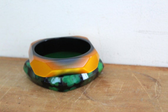 Vintage Lucite? Bake Lite? Chunky Bangles Vintage Chunky Lucite Faux Tortoiseshell Bakelite Amber  main image 3