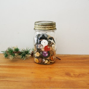 vintage Instant Button Collection in a Cute Jar