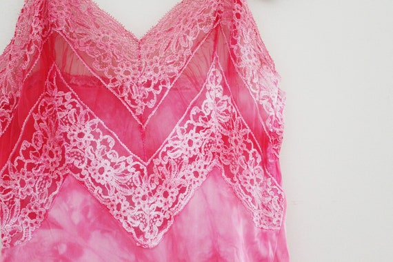 vintage 60s Sheer Lace Bodice Upcycled Hand Tie D… - image 6